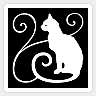 White Cat - White Witch White Magic Cat Design Magnet